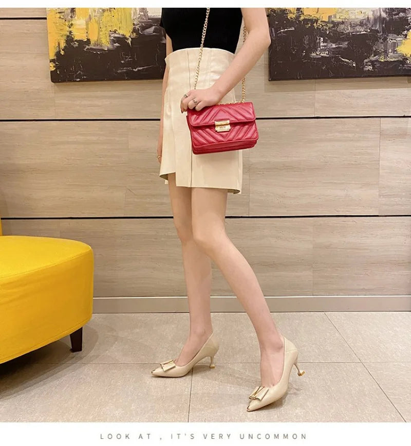 2026 Summer New Pointed-Toe Stiletto Heels, Women's Medium Height Office Pumps, Elegant Work Dress Shoes for Commuting