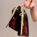 Pointed Toe Stiletto High Heels Female Royal Sister Light Mouth Patent Leather Sexy Celebrity Style Single Shoes