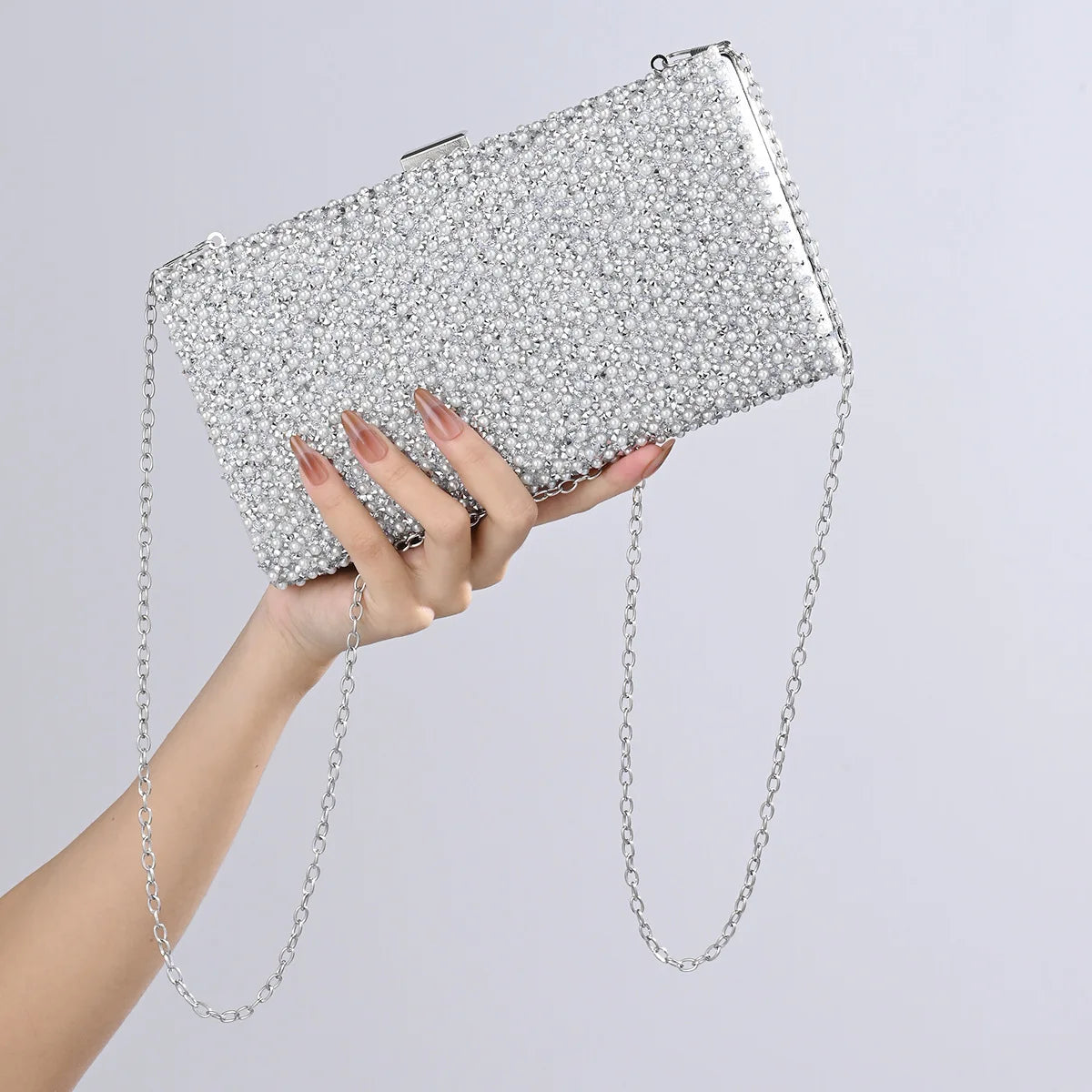 Ladies Evening Bags Clutch Bag Elegant Shiny Hard Metal Buckle Wedding Bridal Dress Evening Bag Banquet Party Handbags