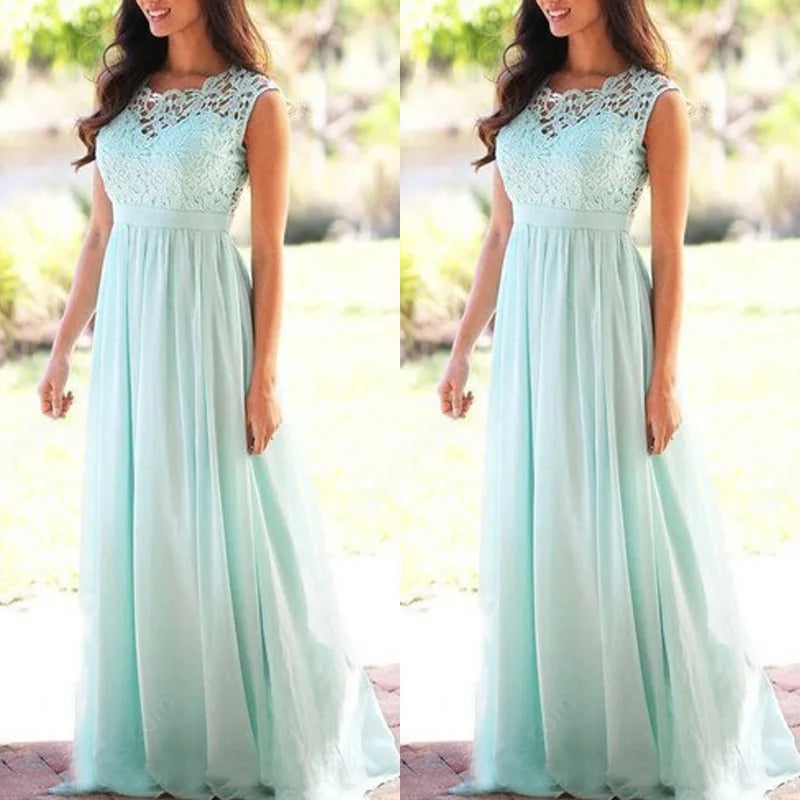 Classic Women Pink Bridesmaid Dresses Elegant Lace Chiffon A Line Illusion Back Maxi Formal Wedding Gust Gowns Formal Evening