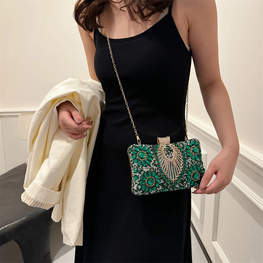 Rhinestone Gemstone Crossbody Clutch