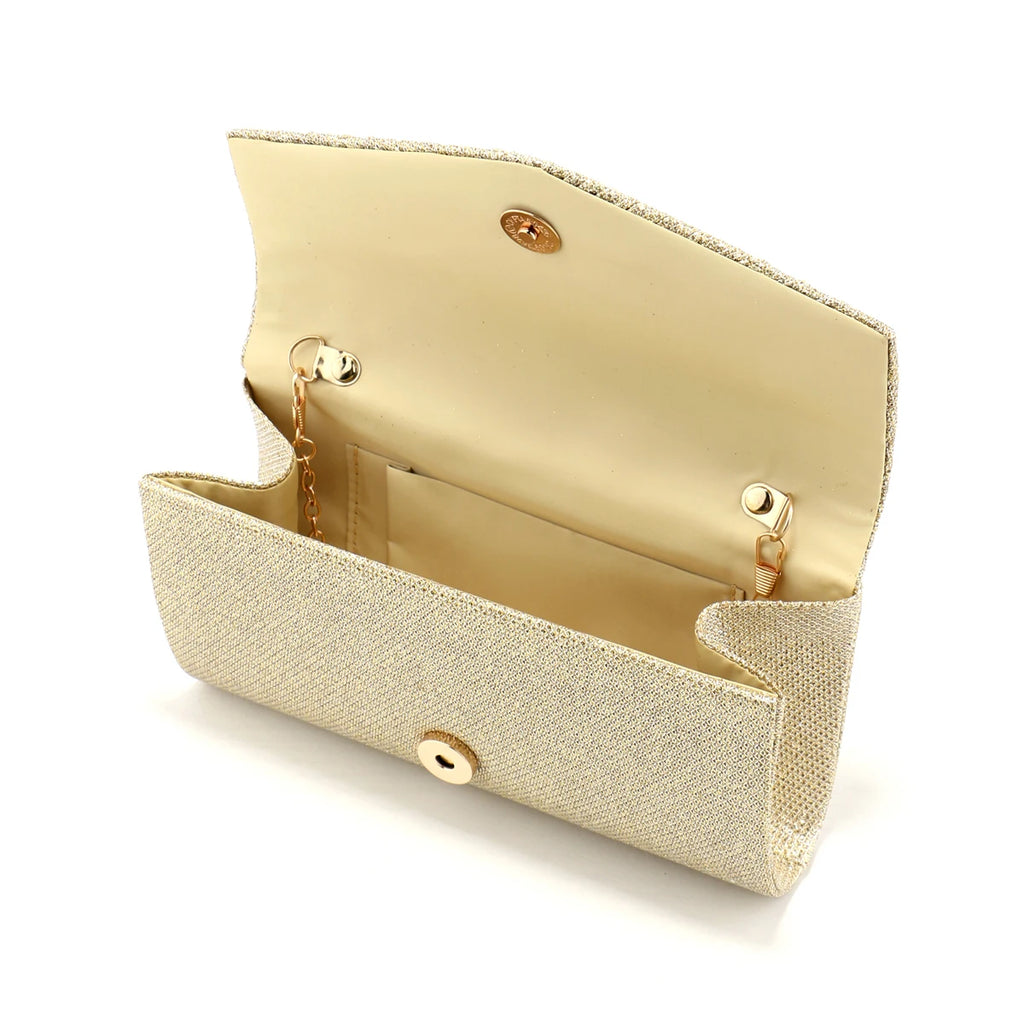 Ruched Sequined Envelope Clutch