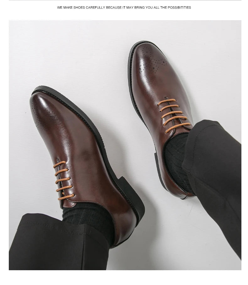 Men's Dress Shoes Trend Wedding Social Casual Leather Men Office Casual Business Shoes High Quality Formal Oxford Shoes Male