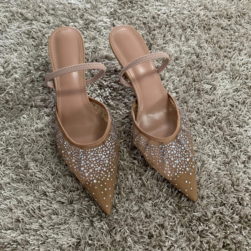 Rhinestone Mesh Slingback Bridal Heels