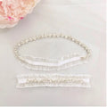 2PC White Tulle Bridal Sexy Garter Silver Gold Color Rhinestone Wedding Accessories Leg Garters For Women Cosplay