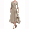 Beaded Lace Chiffon Tea Length Mother of the Bride Dress
