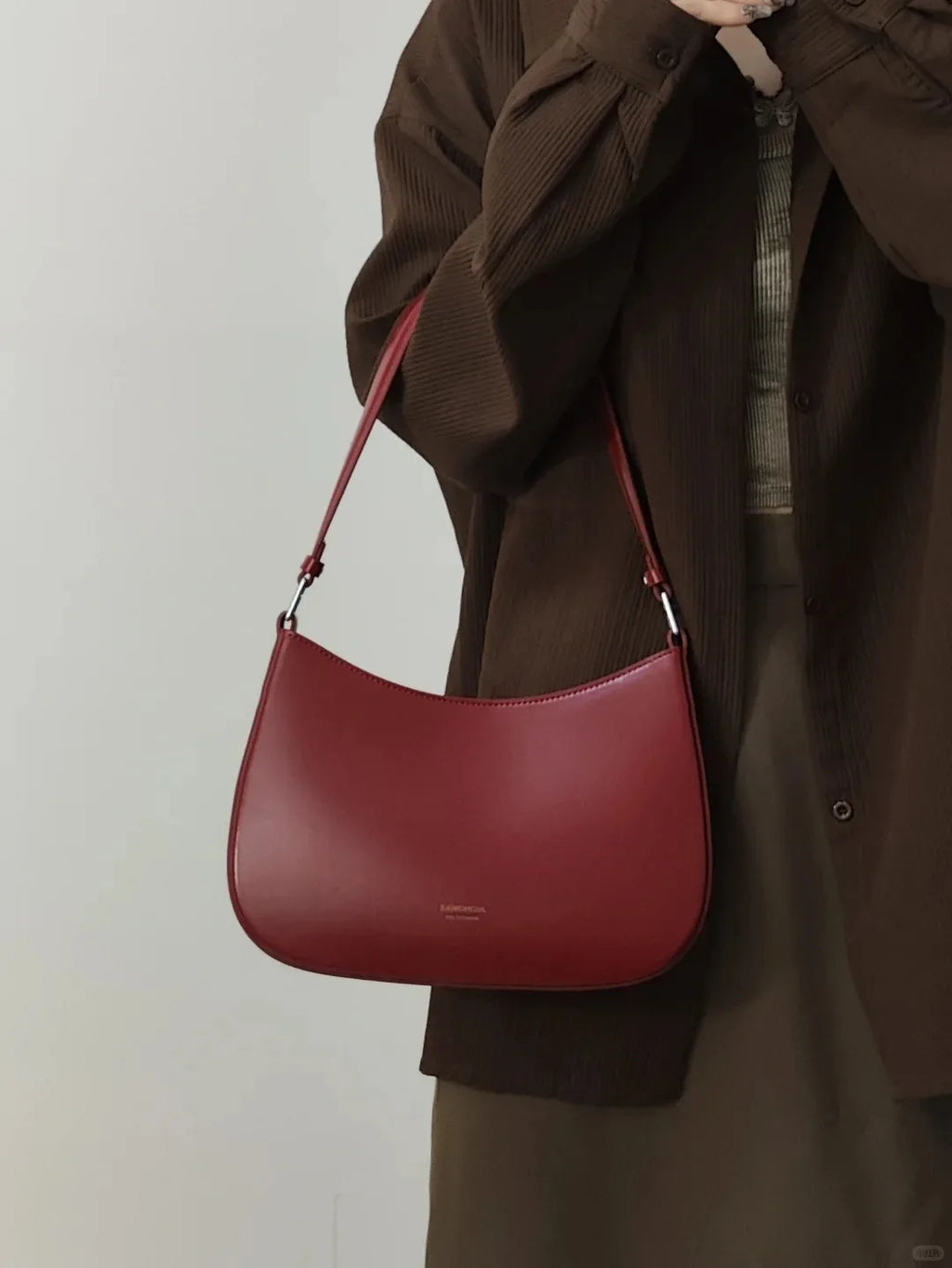 Women Red Baguette Bag Underarm Shoulder Purse Chic Bridal Handbag Designer Style