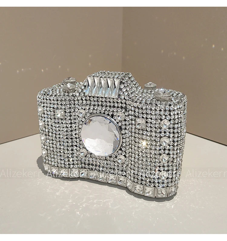Camera-Shaped Diamond Evening Clutch