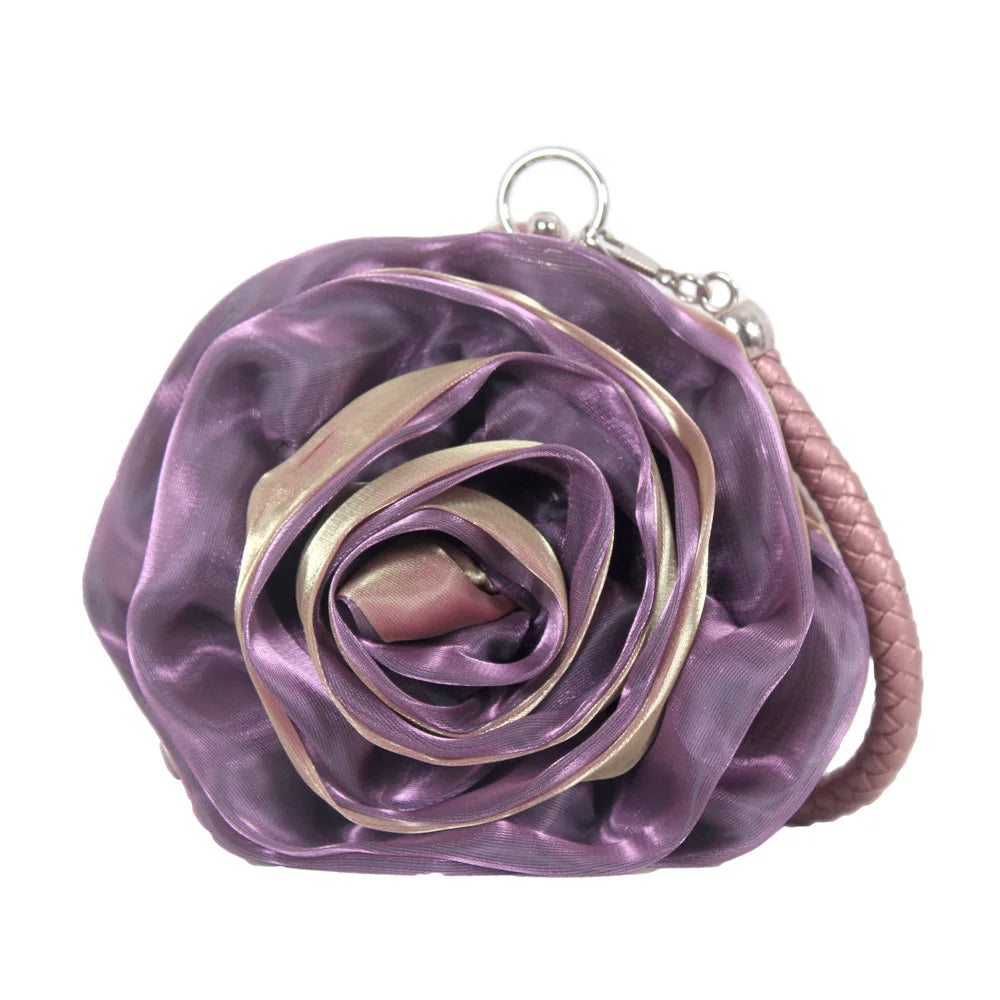 Bridal Rose Flower Evening Clutch Purse Women Bag Small Handbag Lady Silk Wedding Decorate Totes Party Bridesmaid Gift Purses