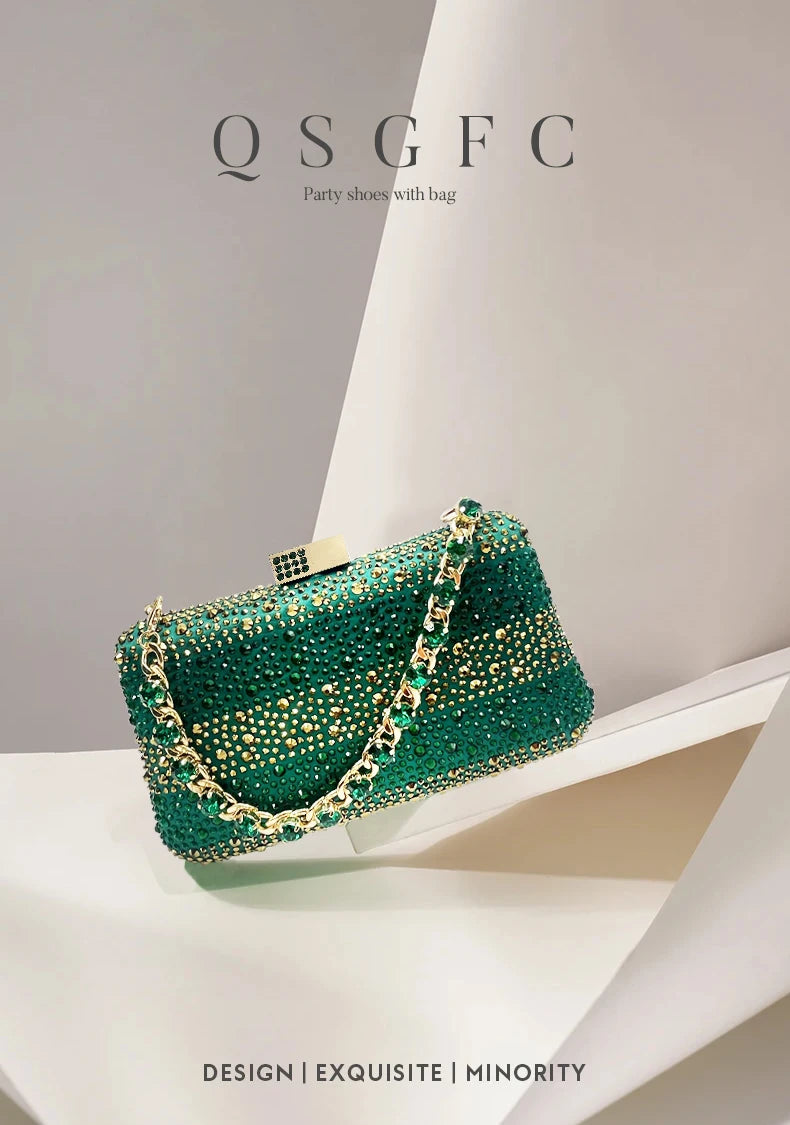 Rhinestone Shoe & Bag Set