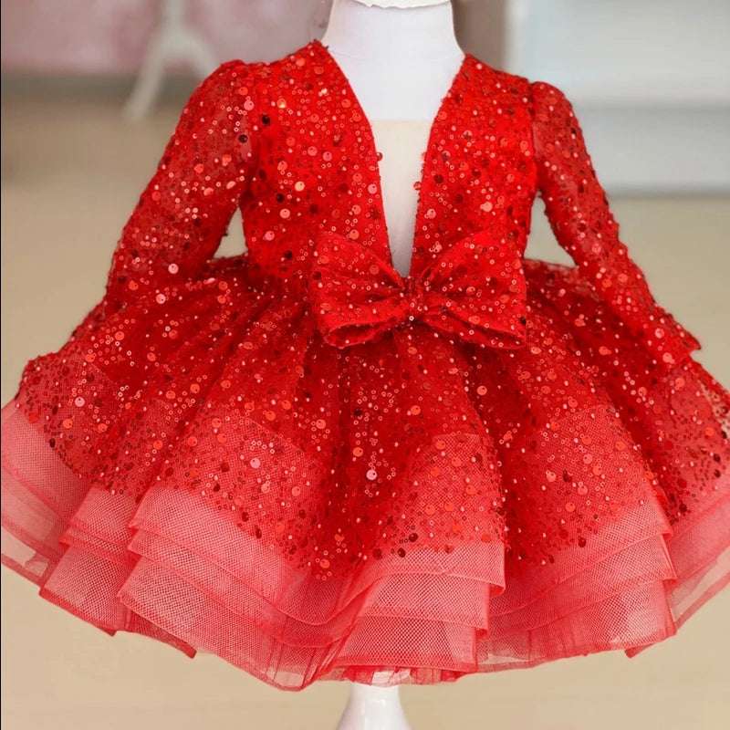 Sequined Organza Flower Girl Ball Gown