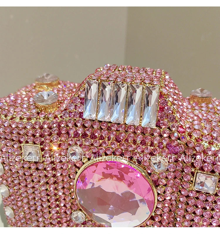 Camera-Shaped Diamond Evening Clutch
