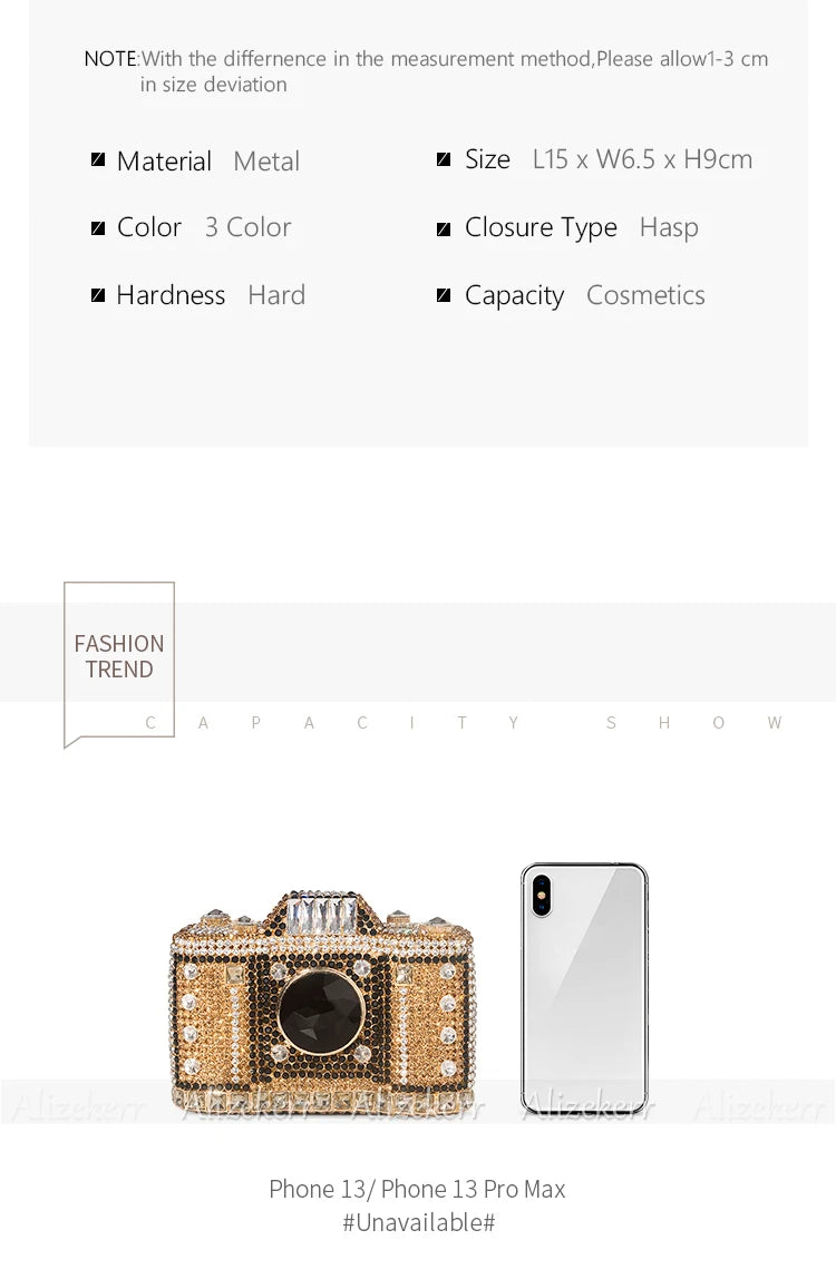 Camera-Shaped Diamond Evening Clutch