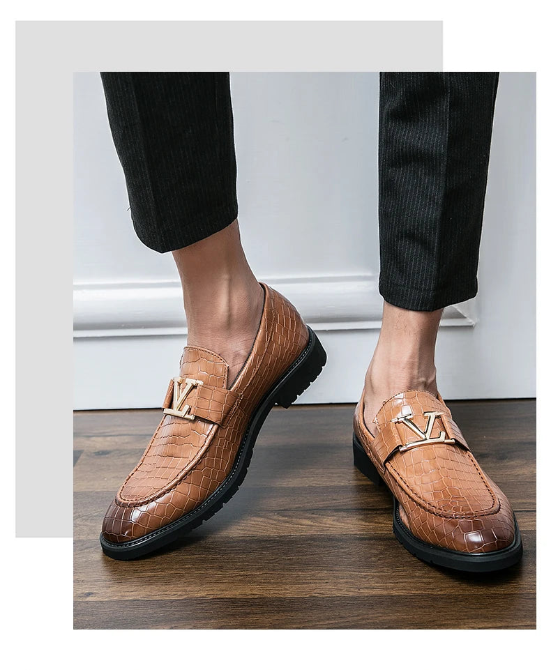 Four Seasons Men's High-end Business Formal Leather Shoes British Style Casual Fashion Texture Cover Green Size 38-47