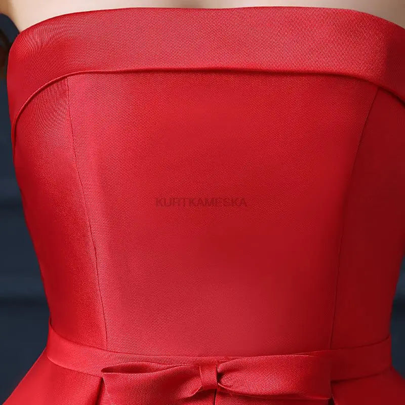 Strapless Satin Bow-Back Mini Dress