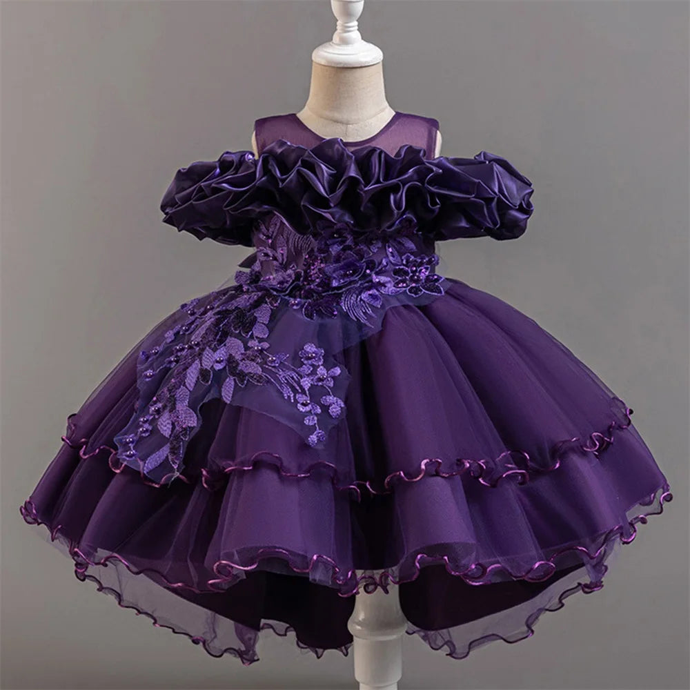 Tulle Bow Flower Bridesmaid Dress