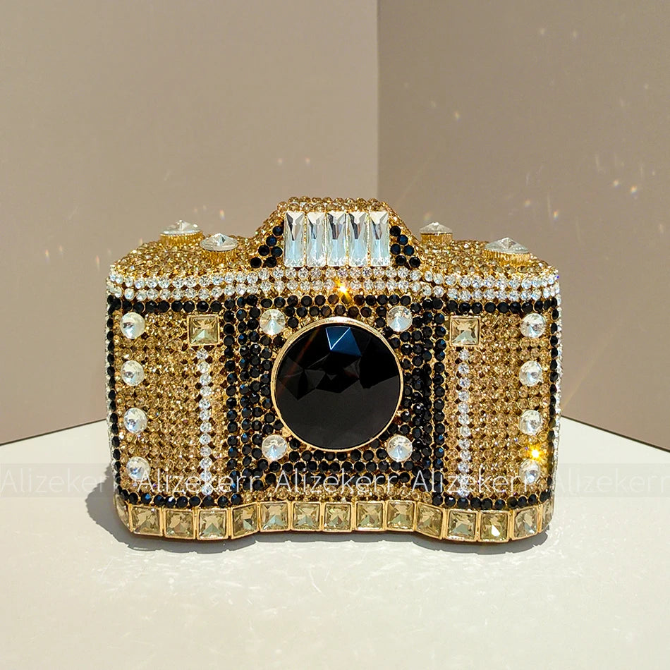 Camera-Shaped Diamond Evening Clutch