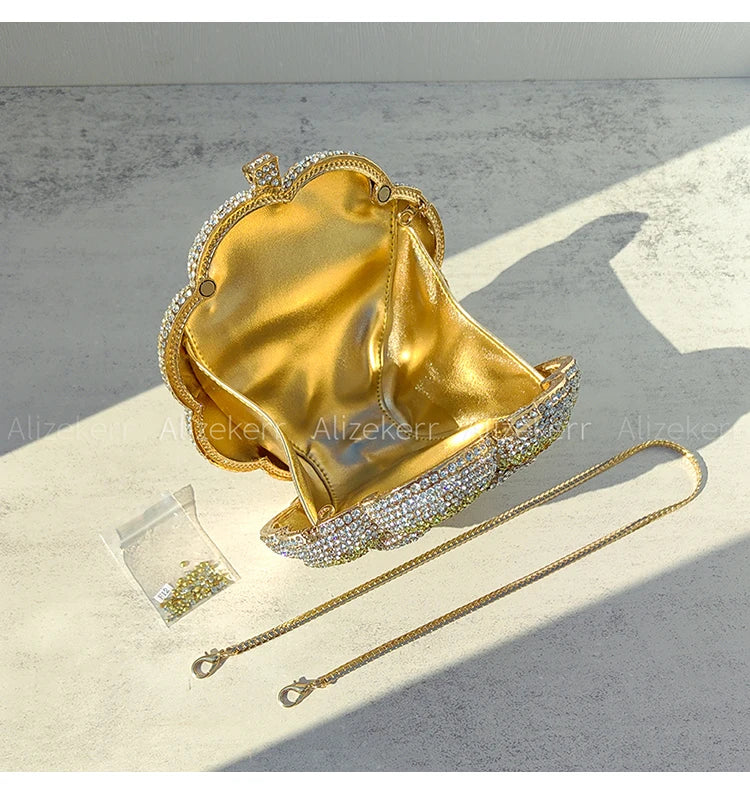Rose-Shaped Crystal Bridal Clutch