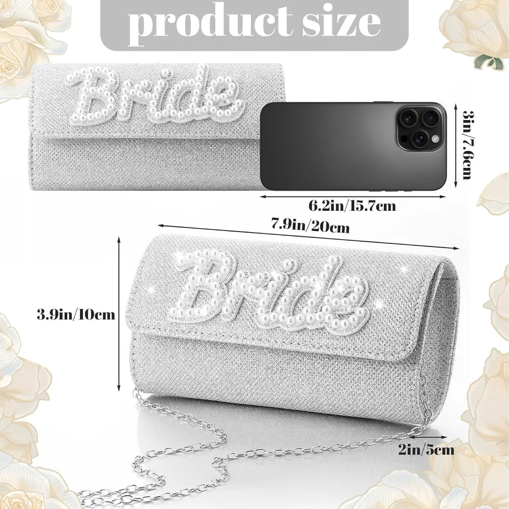 Pearl Rhinestone Letter Bride Evening Clutch Purse Wedding Honeymoon Handbag  Photo Prop Romantic Present For Bride To Be