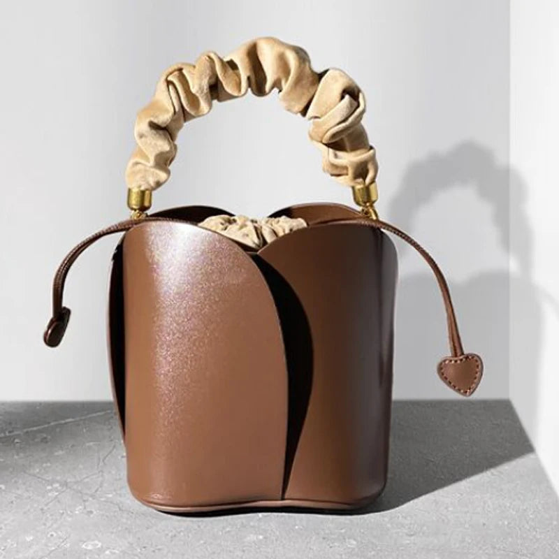Red Bride Petal Bucket Bag Women Handbag New Vegetable Basket Crossbody Bag Single Shoulder Bag