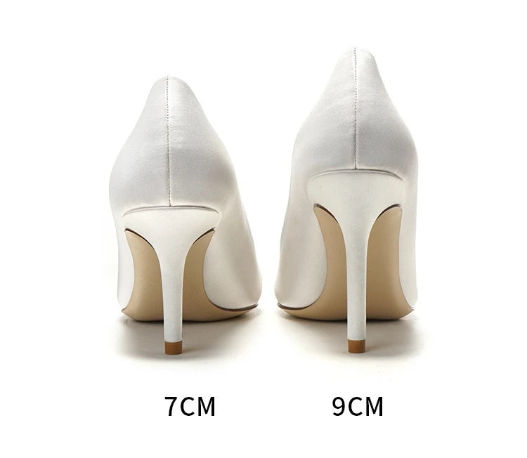 Pumps Women Shoes Wedding Shoes White High Heels Women's Satin Bridal Shoe Bridesmaid Shoes Large Size 42 43