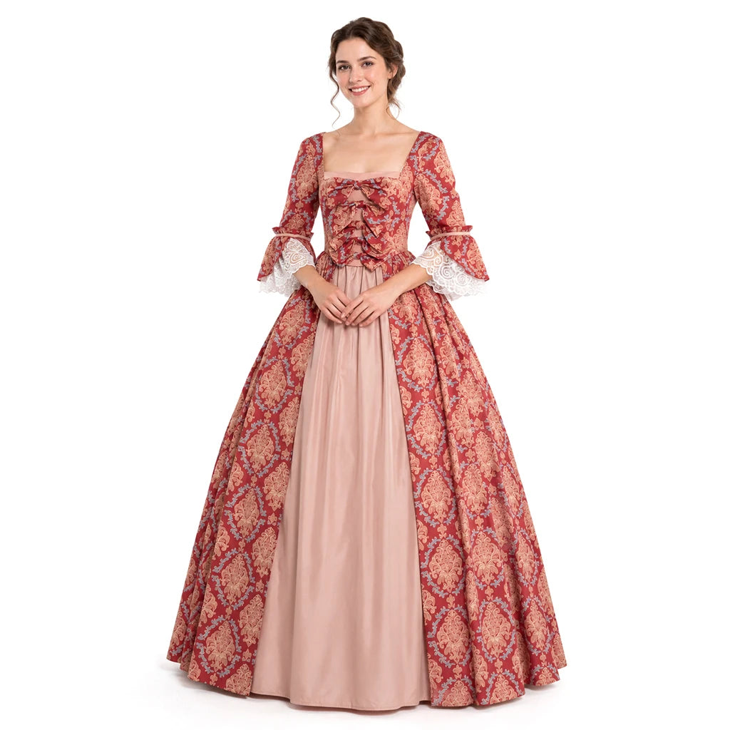 18th Century Rococo Floral Dress Victorian Royal Princess Wedding Ball Gown Marie Antoinette Baroque Gothic Lolita Walking Costu