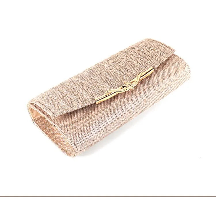 Sparkly Women's Silver Evening Shoulder Bag Gold Glitter Bridal Clutch Purse Party Prom Wedding Chain Envelope Handbag Ladies