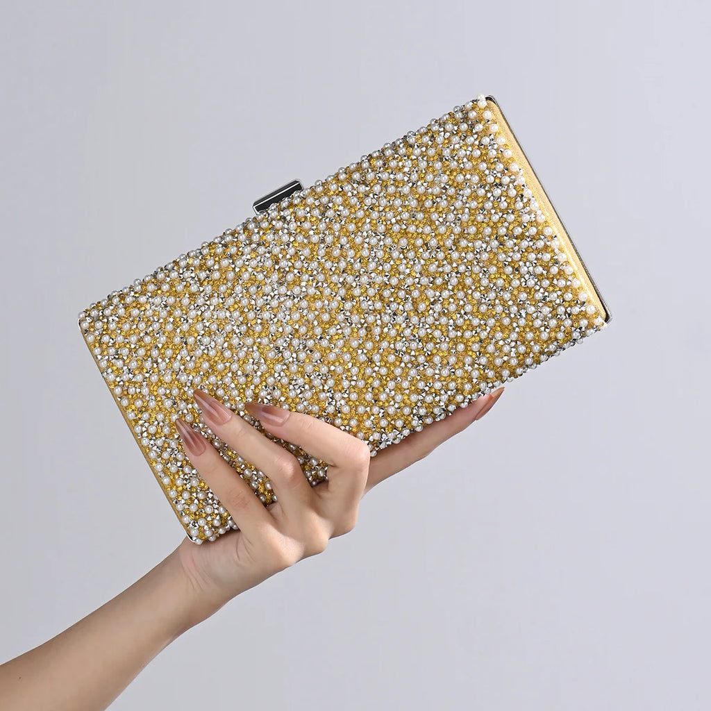 Ladies Evening Bags Clutch Bag Elegant Shiny Hard Metal Buckle Wedding Bridal Dress Evening Bag Banquet Party Handbags