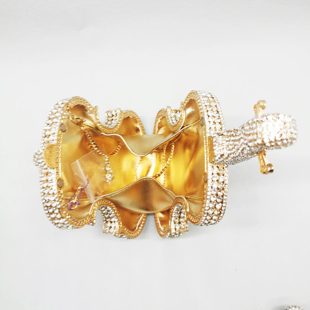XIYUAN Women AB Silver Gold Blue Green Pink Champagne Red Grey Diamond Handbag Wedding Party Guitar Crystal Bridal Purse Bag
