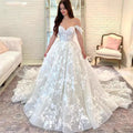 Sweetheart Off-Shoulder Appliqué Lace Ball Gown Wedding Dress