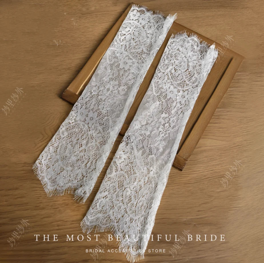 Lace Bridal Gloves Wedding Accessories Fingerless White Elbow Covers Arms Long Sleeves Gloves For Women Bachelorette Party Bride