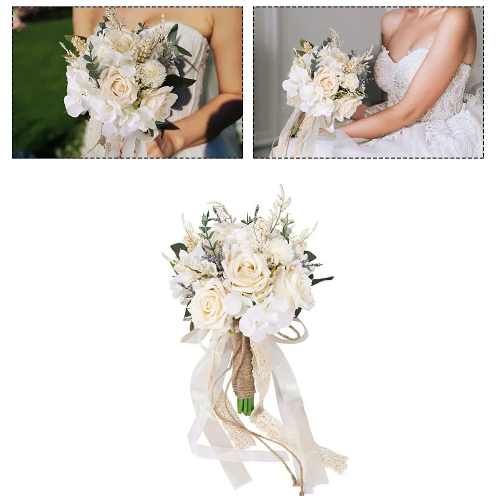 Wedding Decor 20.3*30cm Simulated Rose Bouquet Diy Wedding Floral Decorations Fake Bouquet Perfect For Weddings