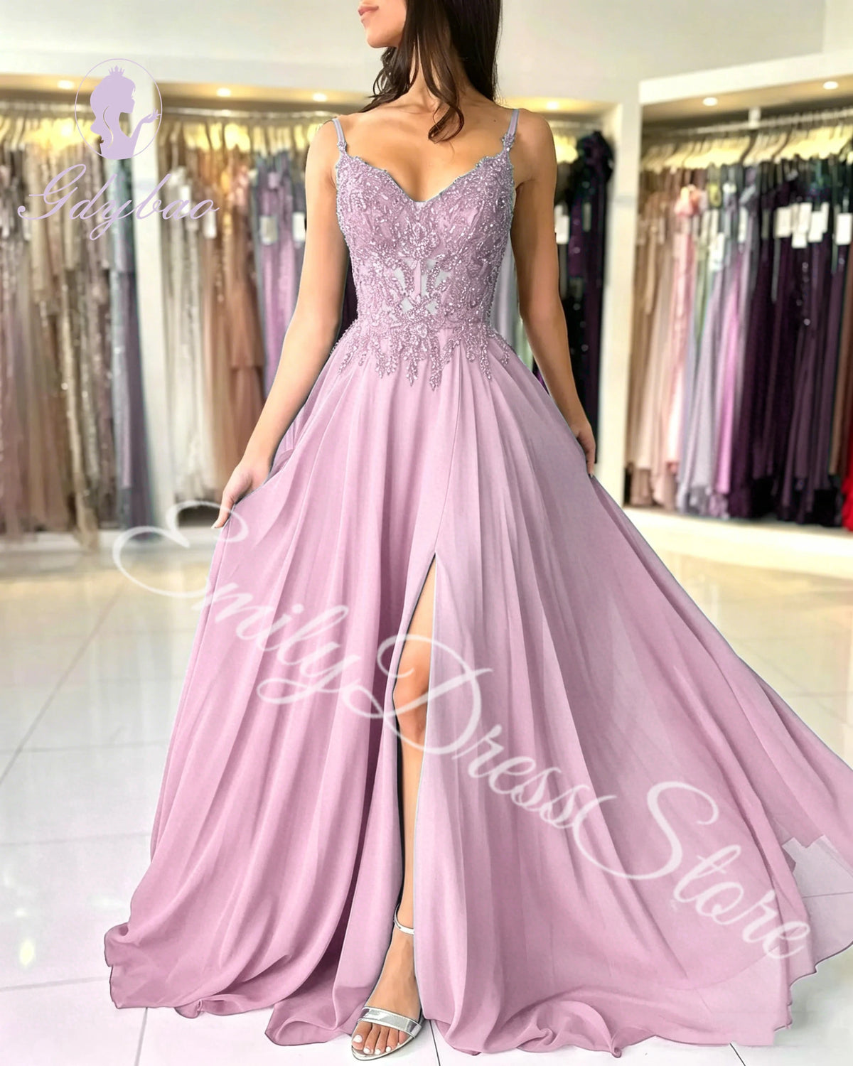 Green Chiffon Evening Dress Women Elegant Applique Suspenders Deep V-neck Backless Bridal Formal Long Ball Gowns Pageant Dress