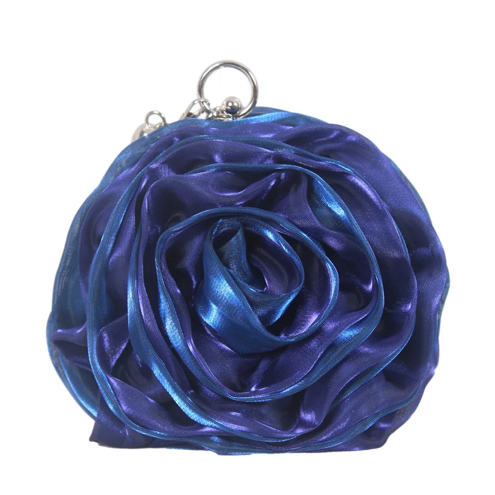 Bridal Rose Flower Evening Clutch Purse Women Bag Small Handbag Lady Silk Wedding Decorate Totes Party Bridesmaid Gift Purses
