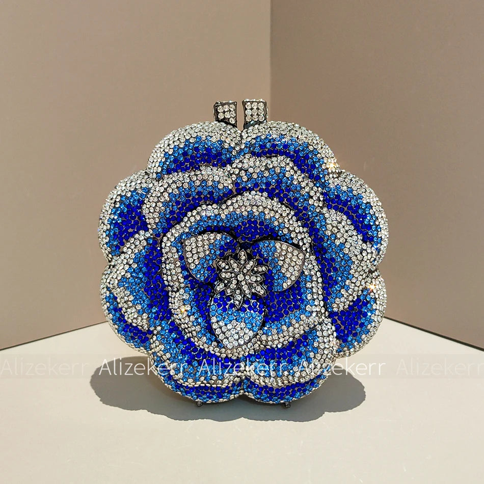 Rose-Shaped Crystal Bridal Clutch