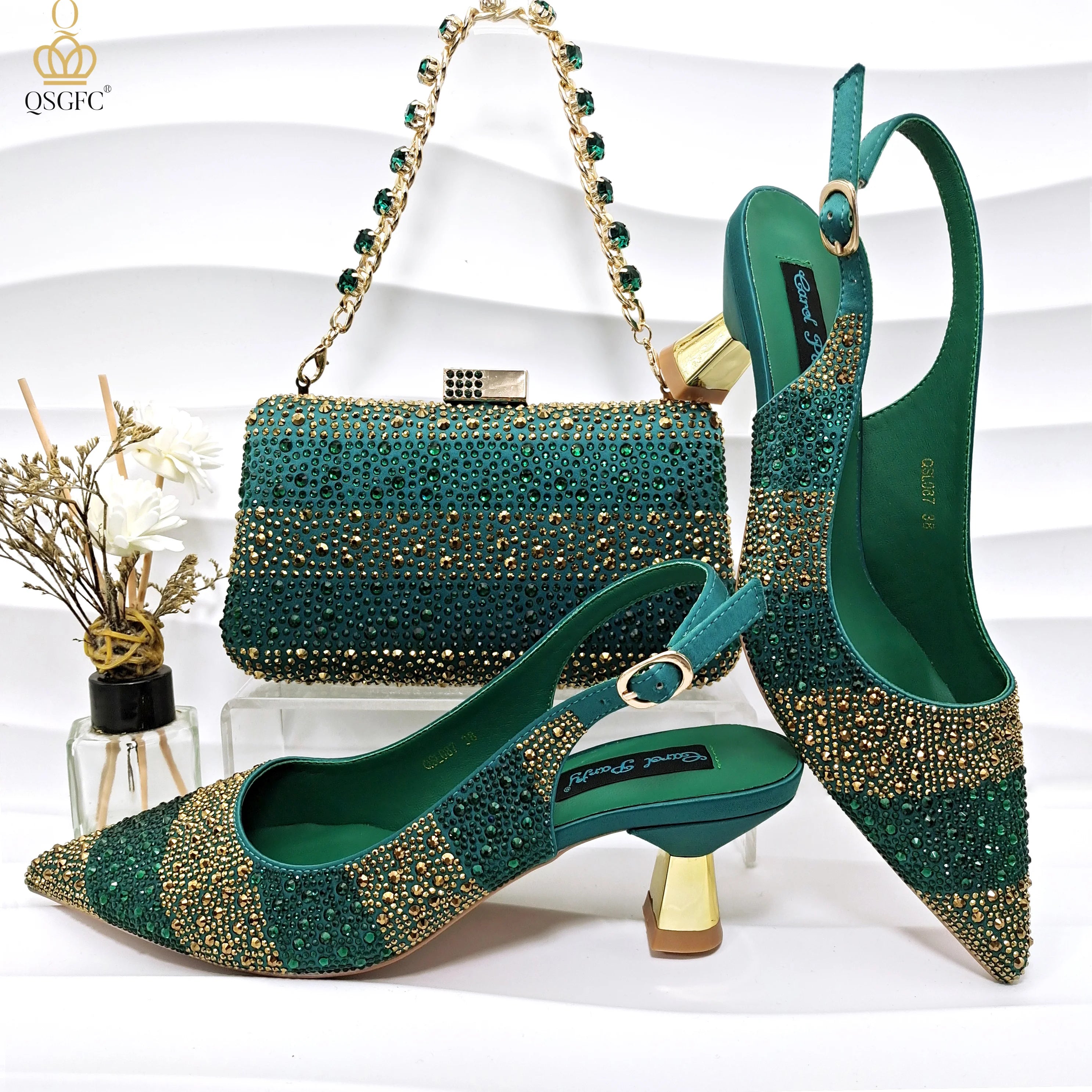 Rhinestone Shoe & Bag Set