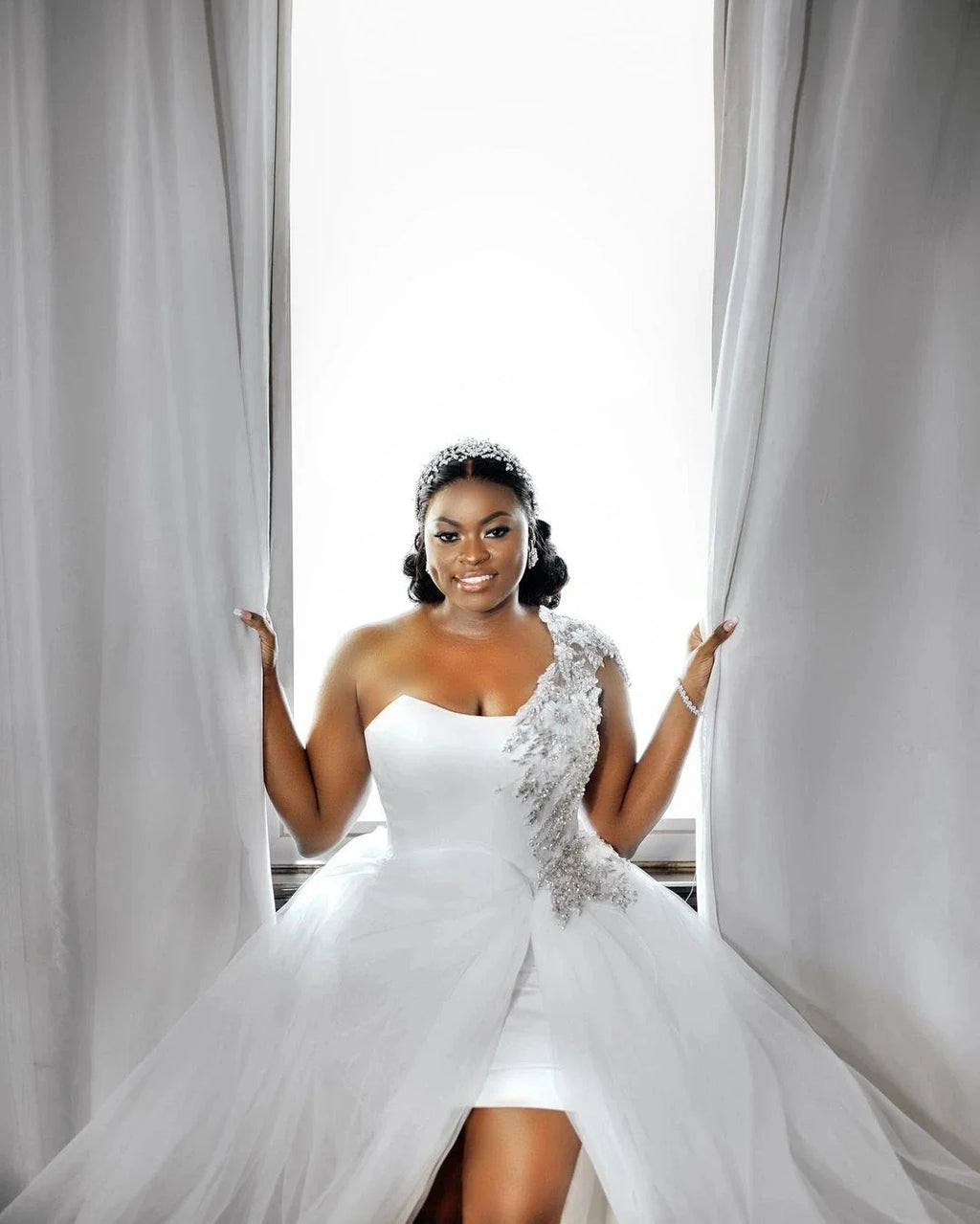 One Shoulder Bride Robe And Nightgown Customized Beading Bridal Gowns Photo shoot Maternity Dressing Gown for Photography