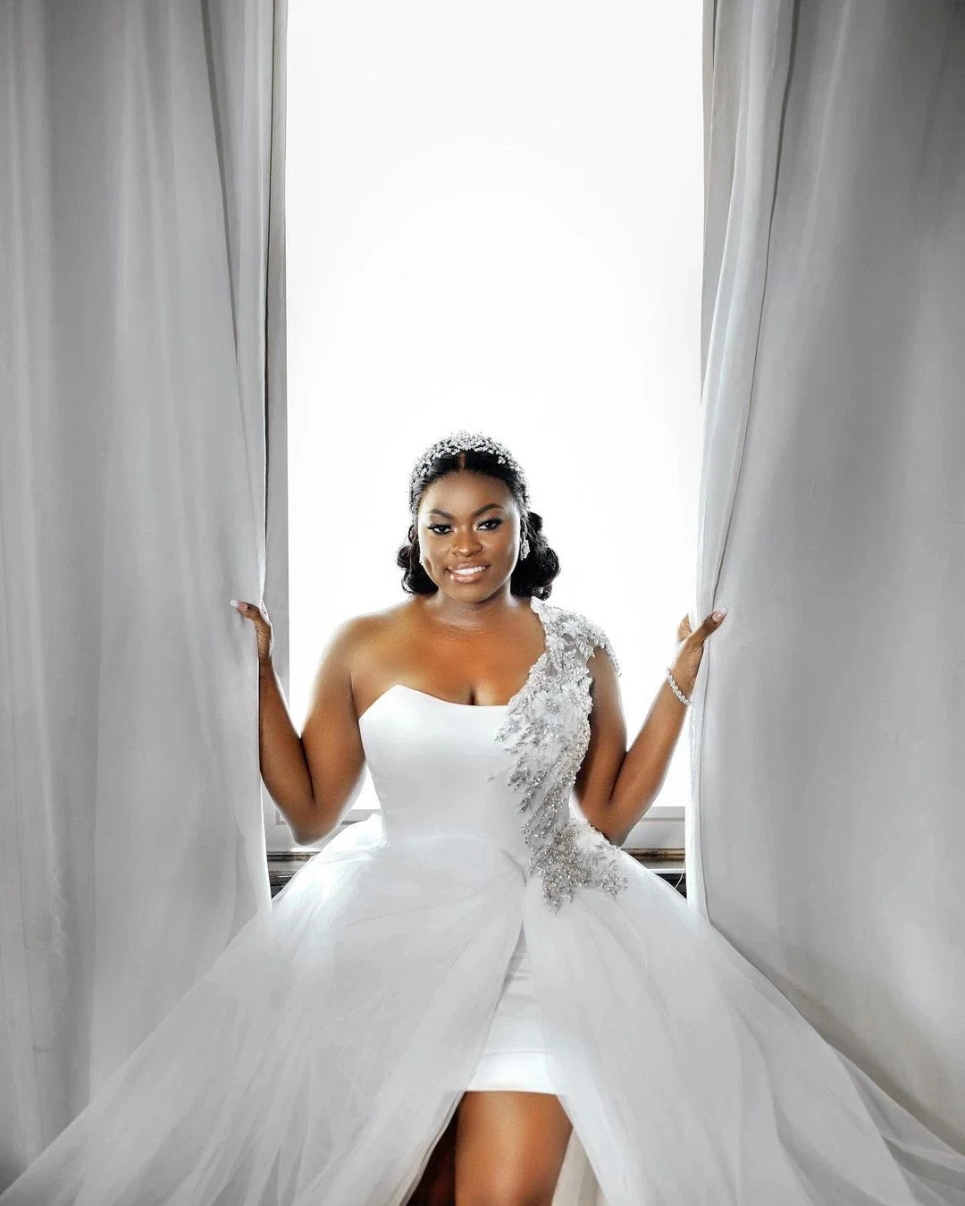 One Shoulder Bride Robe And Nightgown Customized Beading Bridal Gowns Photo shoot Maternity Dressing Gown for Photography