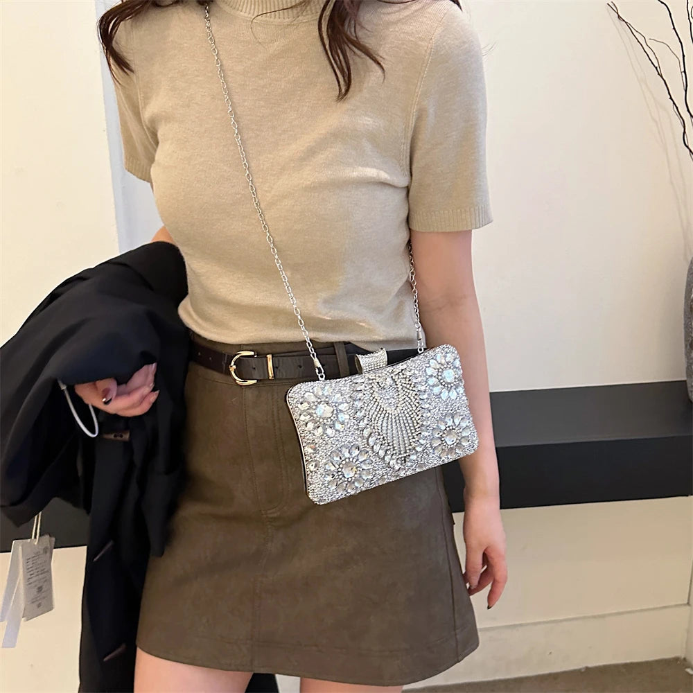 Rhinestone Gemstone Crossbody Clutch