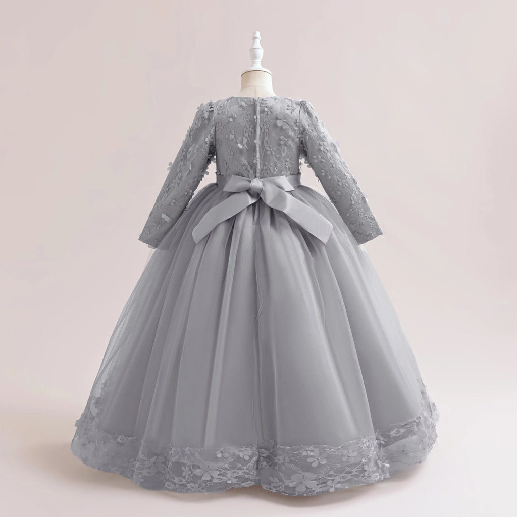 Long-Sleeve Lace Junior Bridesmaid Dress