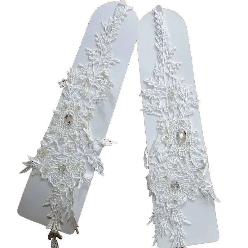 Bridal Long Gloves Lace Fingerless Gloves Flower Accessories Wedding Hook Fingers Elegant Look Thin and Beautiful Gloves