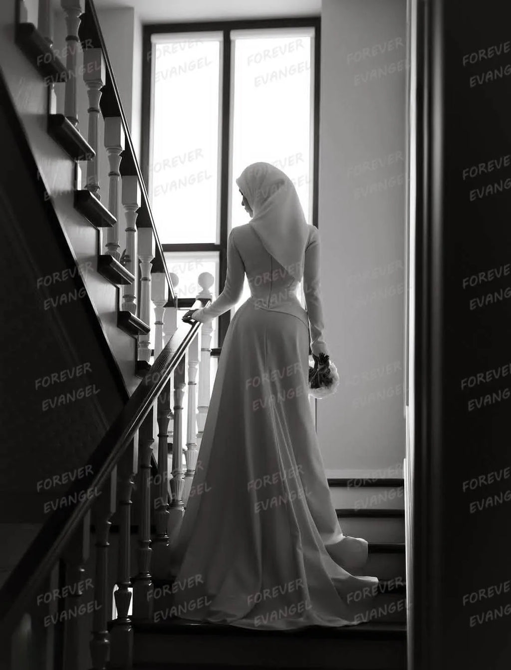 Simple Formal Wedding Dresses Muslim Woman Satin Bride Gowns High Neck Long Sleeve Ruffles Elegant Vestidos De Noche Customized