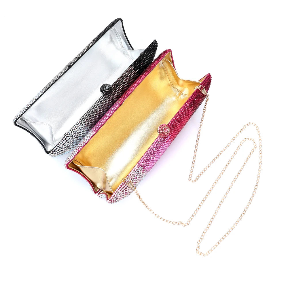 XIYUAN 25 Colors Best Selling Diamond Woman Handbag Crystal Gala Dinner Party Evening Purse Colorful Wedding Bridal Clutch Bag