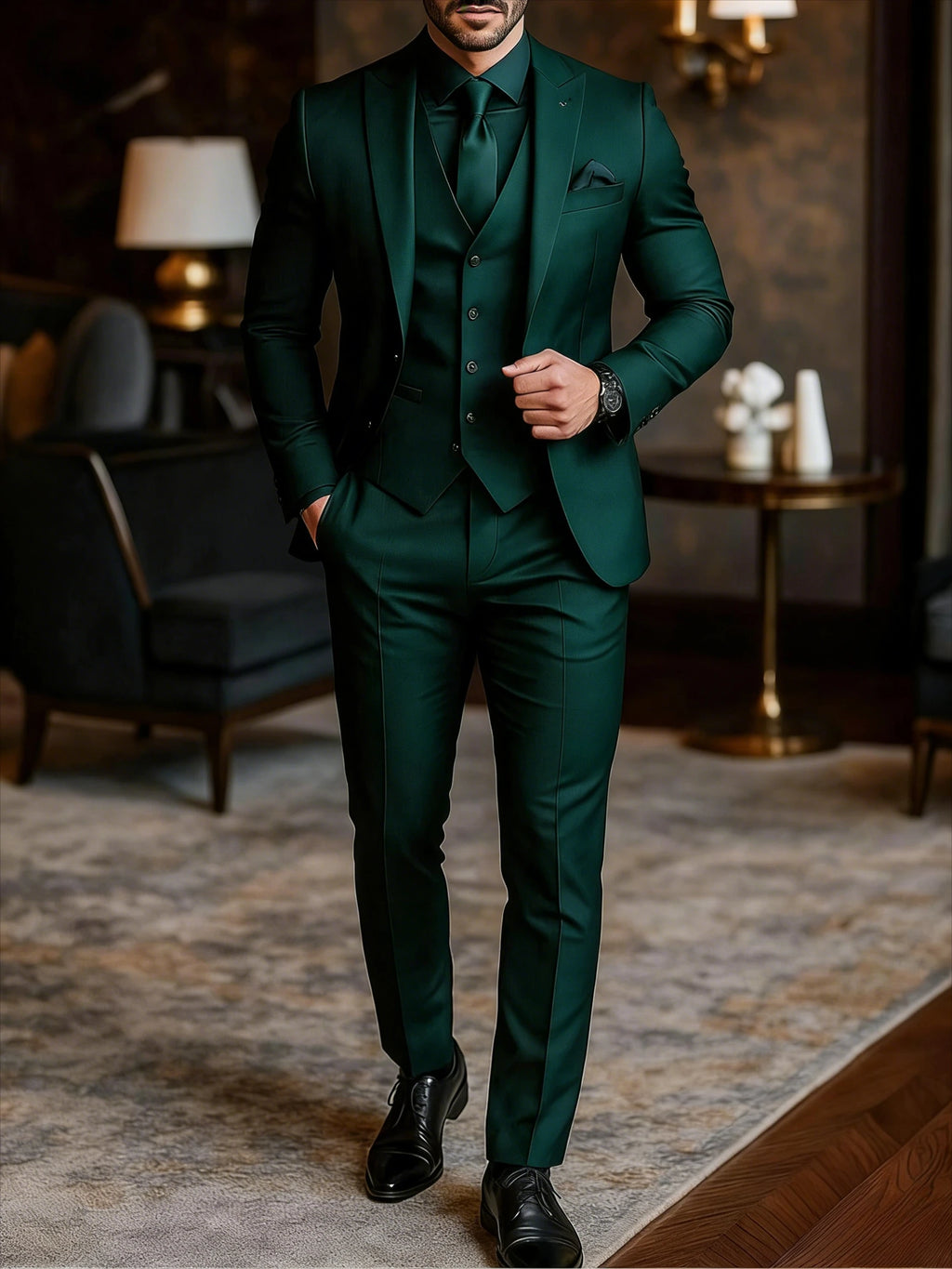 Men 3 Piece Suit Wedding Tuxedo For Groom Slim Fit Suit With Vest  Black Formal Suit Business Men Suits