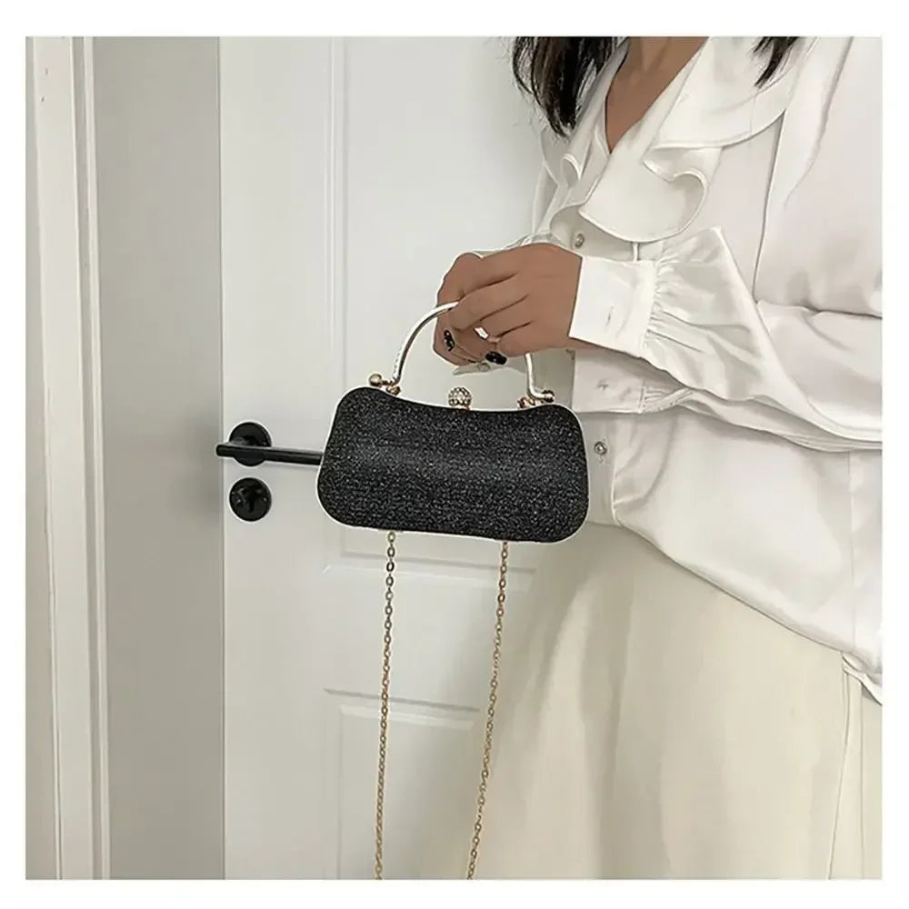Wedding Bridal Beaded Women Evening Bag Dinner Bag Chain Shoulder Handbags Elegant Rhinestones Clutch Egg Shape Evening Bag