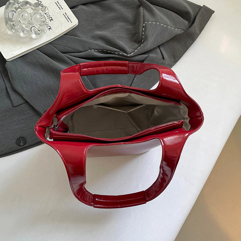 Red Wedding Purse Fashion Handbag Clutch Women Korean Style Solid PU Leather Shoulder Bag Designer Bucket Tote Lady Commute Bag