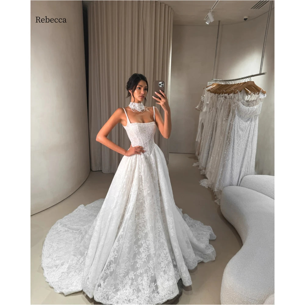 Square-Neck Off-Shoulder Long-Sleeve Satin Mermaid Wedding Dress