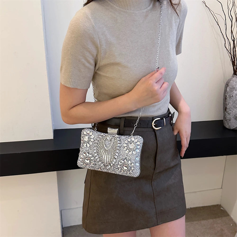 Rhinestone Gemstone Crossbody Clutch
