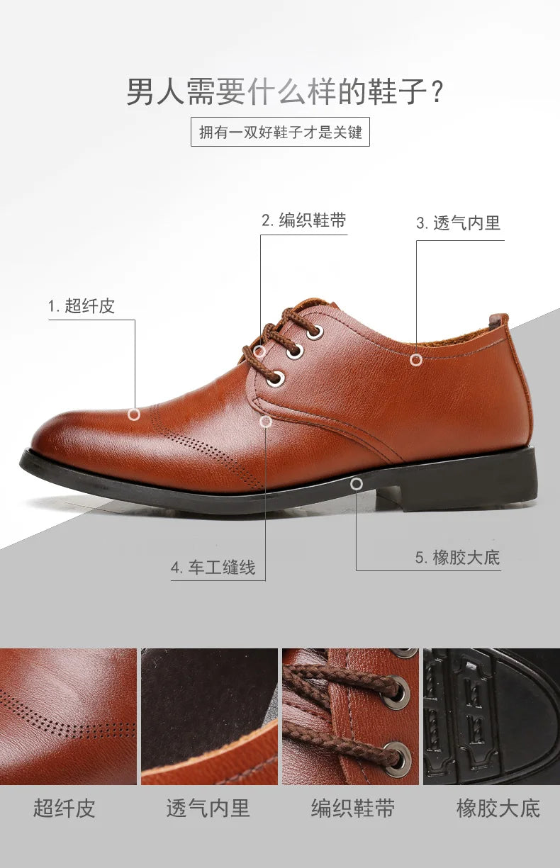 Mens Formal Business Oxford Shoes Classic Leather Dress Shoes for Wedding and Office