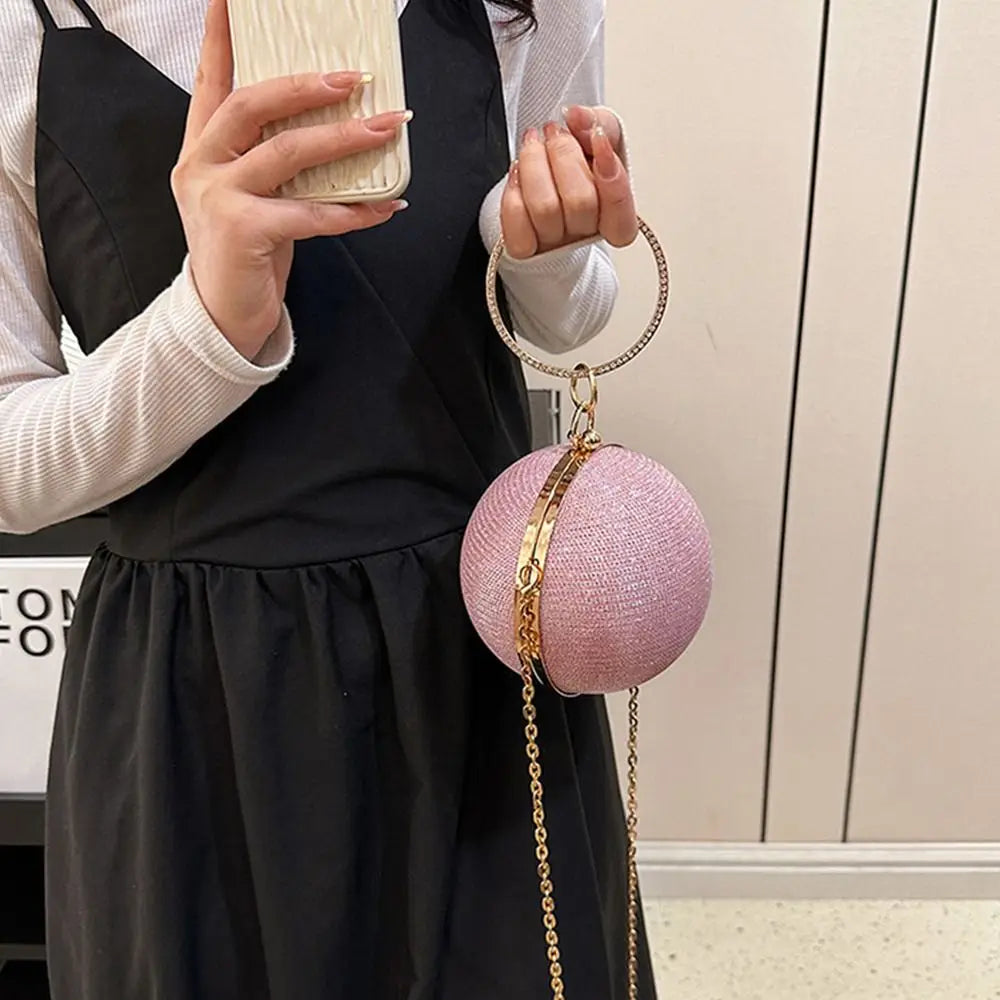 Circular Silk Rhinestone Banquet Clutch
